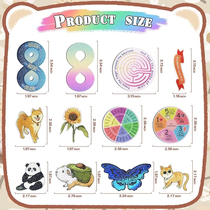 Calm Stickers for Anxiety Sensory Stickers Anti Stress Tactile Textured Stickers Combined with Breathing Exercise for Fidget Strips Suitable for Students and Adults