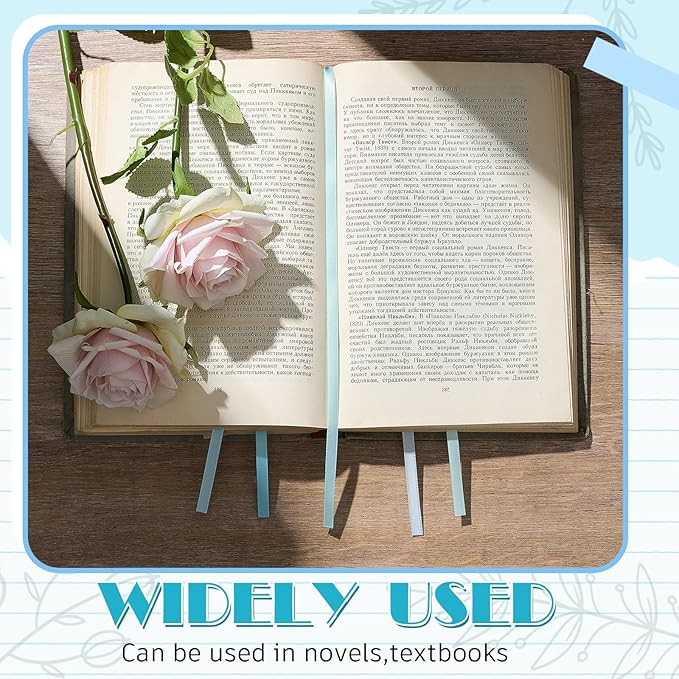 Outus 3 Pieces Bible Ribbon Bookmark Markers Artificial Leather Bookmark with Ribbons for Books Office(Stylish,Blue)