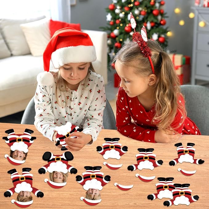 60Pcs Christmas Santa Claus Cutouts Bulletin Board Decoration Christmas Santa Claus DIY Photo Craft Cutouts Xmas Holiday Classroom Supplies for Teacher Student Party School Home Chalkboard Wall Decor