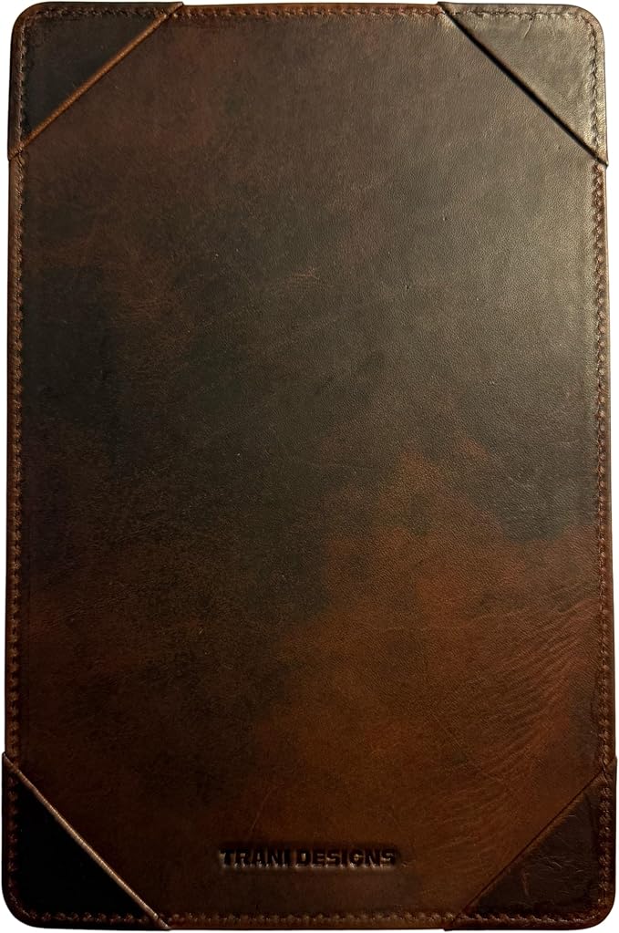 XXL Leather Jotter, 5x8 Inch Card Holder, Full Grain Leather Padfolio and Notepad, Handcrafted Brown Full Aniline Calfskin