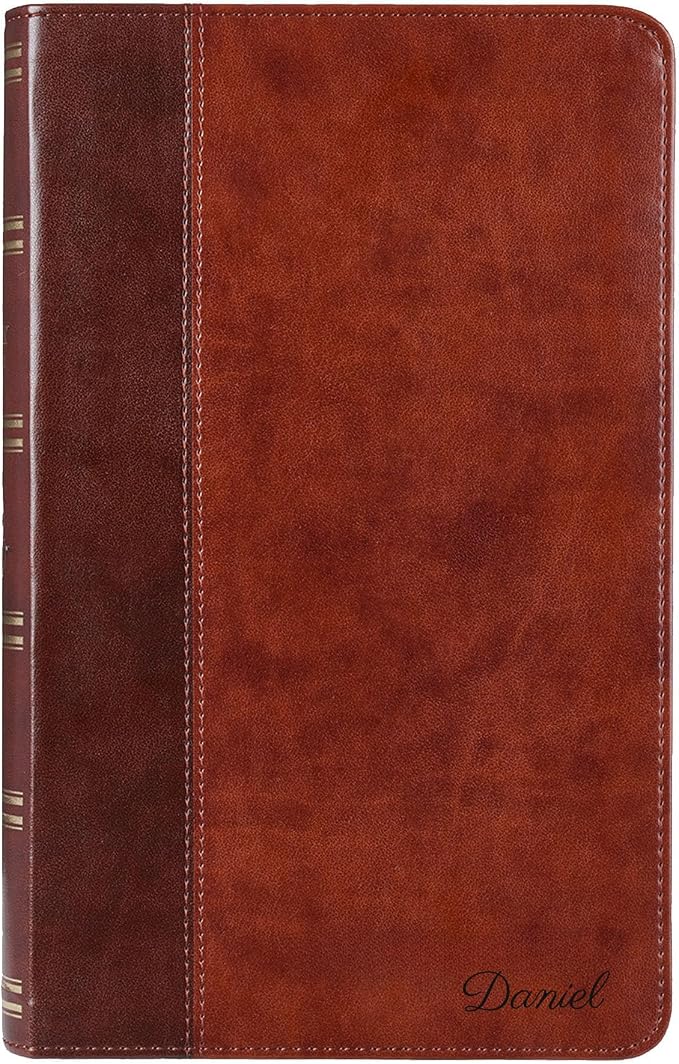 Personalized KJV Holy Bible Faux Leather Premium Holy Bible | Giant Print | Words of Christ in Red | Custom Name at The Lower Right Side | Gift for Christian & Religious Celebrations | Brown