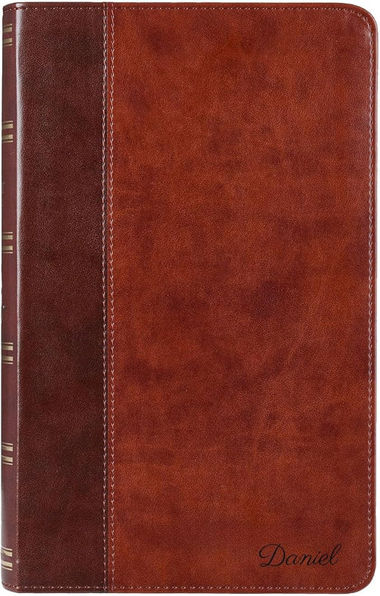 Personalized KJV Holy Bible Faux Leather Premium Holy Bible | Giant Print | Words of Christ in Red | Custom Name at The Lower Right Side | Gift for Christian & Religious Celebrations | Brown