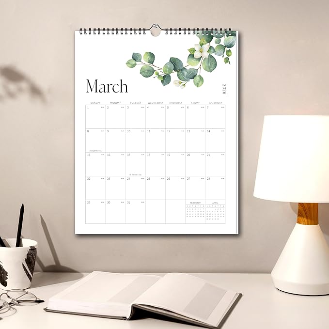 Aesthetic Wall Calendar 2026, 18 Monthly Vertical Calendar January 2026 to June 2027, 15" x 10" Modern Wall Hanging Calendar for School, Home, Office for Monthly Organizing & Planning