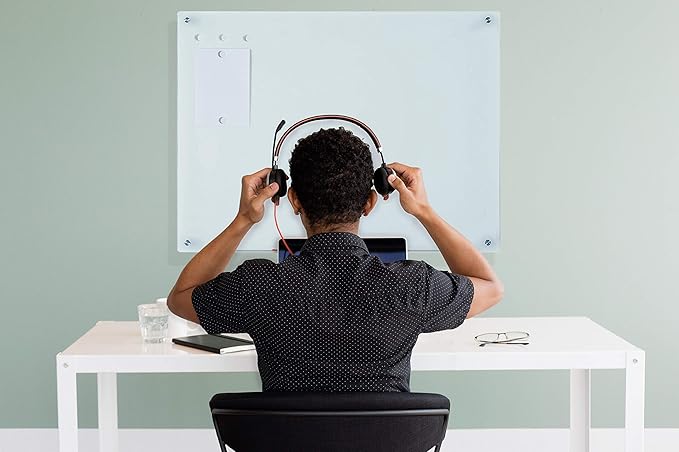 Audio-Visual Direct Magnetic White Glass Dry-Erase Board Set - 4' x 3' - Includes Magnets, Hardware & Marker Tray