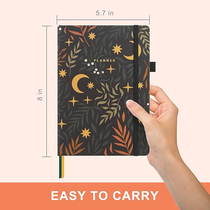 And Per Se Undated Weekly Planner 2026, A5 size Leather Hardcover Planner with Goals & Habit Tracker – ADHD Planner & Productivity Journal (Lunar Leaf)