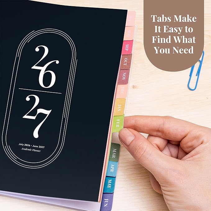Rileys Academic Planner 2026-2027, Daily, Weekly & Monthly Planner, July 2026 - June 2027, Student Notes Pages, Twin-Wire Binding, Weekly Agenda for School & Work (8 x 6-Inches, Black)