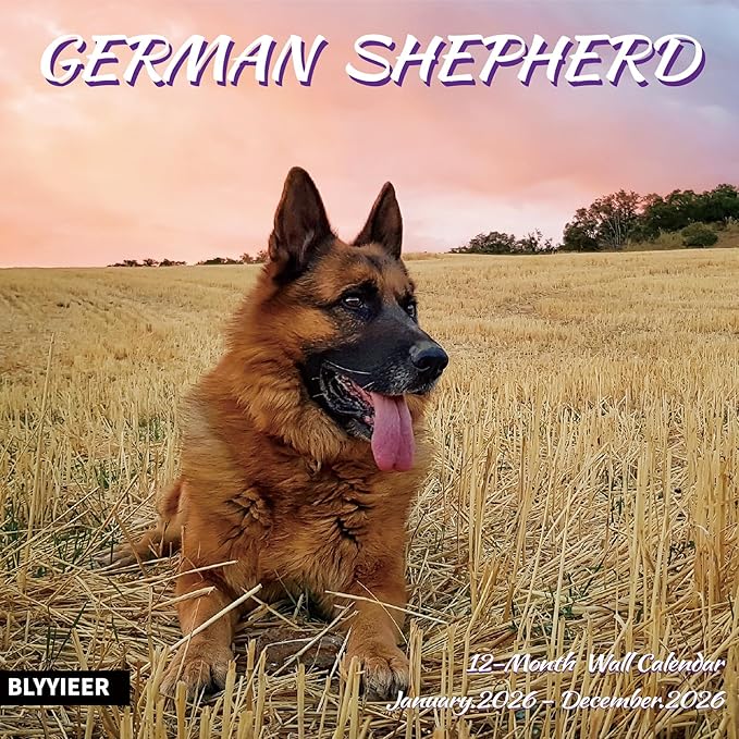 2026 Wall Calendar,GERMAN SHEPHERD Wall Calendar, 12" x 24" Open,Family Planner Calendar Organizer with GERMAN SHEPHERD Images, for Dogs Lovers