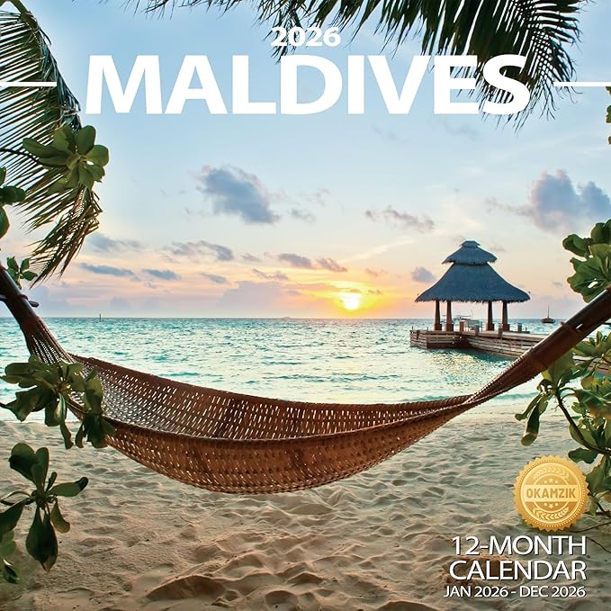 Wall Calendar 2026 Planner Calendar - Maldives Hangable Monthly Wall Calendar with Large Blocks for Organizing & Planning, Academic Schedule, Home, Office & family, Thick & Sturdy Paper (12"x24" Open)
