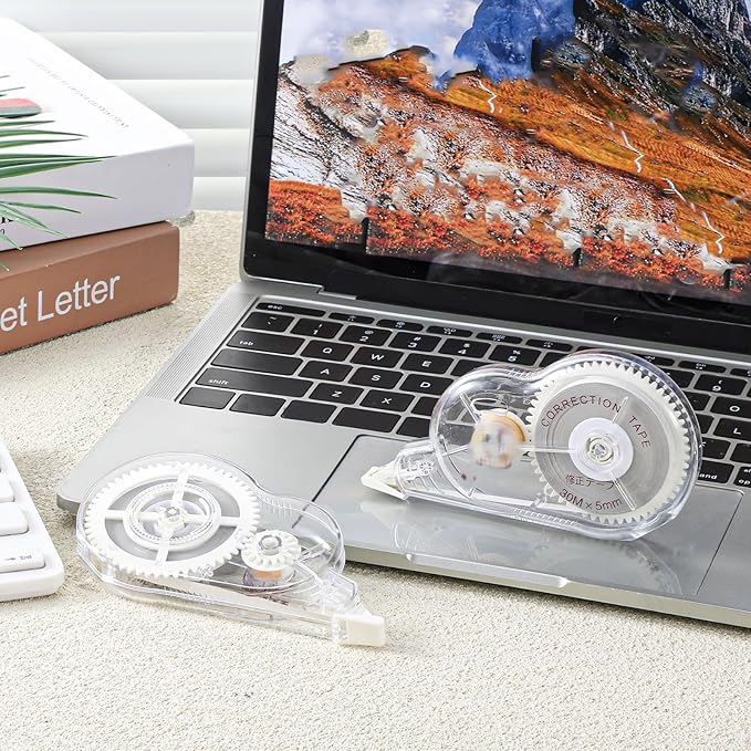 100 Ft Long Correction Tape, Tear-Resistant White Correction Tape Smooth Glide Quick Dry Correct Tapes for School Office Supplies, Crafting, Note Taking, Journal (2 Pieces)