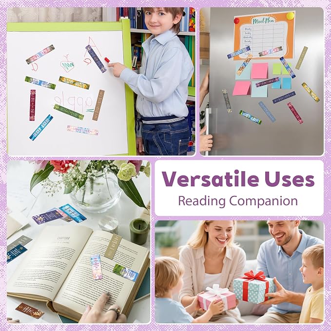 144Magnetic Bookmarks Bible Bookmark Christian Bookmarks Bulk Book Marks for Reading Women Men Adults Kids Book Lovers Gifts, Cute Personalized Religious Magnet Bookmark Clips (Multi-Style)