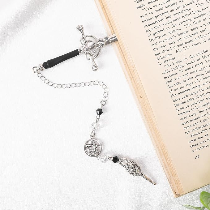 Halloween Gothic Sword Bookmark - Unique Crow Charm Metal Book Marks for Women Men Cool Page Mark Birthday Bookish Gifts School Reading Accessories for Students Teachers Lovers Readers