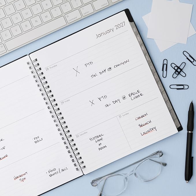 Blue Sky 2027 Weekly and Monthly Planner Calendar, Includes January 2027 - December 2027, 7" x 9", Flexible Cover, Wirebound, Laminated Tabs, Enterprise