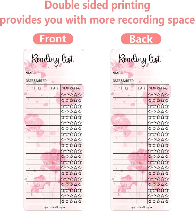 80pcs Bookmark Reading List Library Card Book Tracker Notecards for Student Lover Prize Teacher School Bookworm Accessories Pink