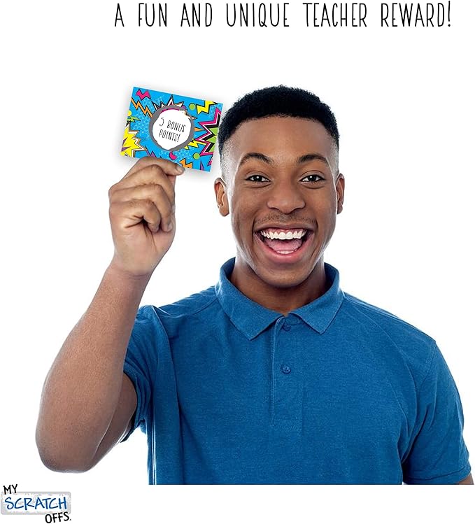 My Scratch Offs 50 Pack Zig Zag Blue DIY Custom Make Your Own Scratch Off Cards for Teacher Supplies, Classroom Must Haves, Motivational Cards for Students & Small Business