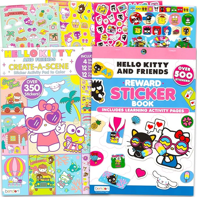Hello Kitty Reward Sticker Pad | Cartoon Activity Book | Learning & Craft Activity Books | Paw Patrol Reward Certificate Stickers | Over 450 Stickers