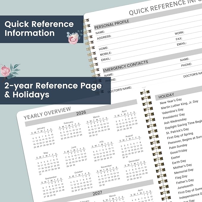Appointment Book 2026-2027 - Daily Planner 2026-2027, Jul. 2026 - Jun. 2027, Weekly Appointment Book, Hourly Planner with 30-Minute Interval, 8.5" x 11", Colorful Tabs