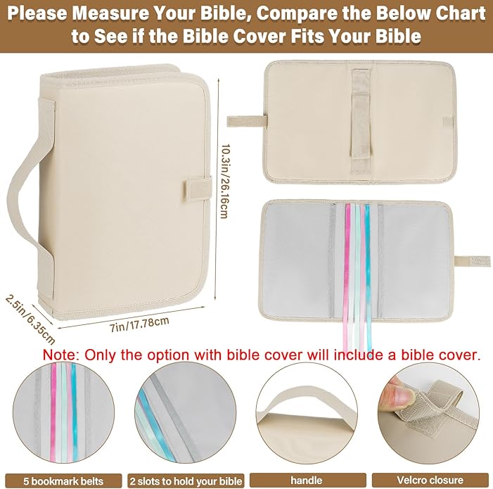 Bible Cover Case for Women,Bible Tote Bag with Shoulder Strap,Church Bag with Multiple Pockets for Bible Study Accessories