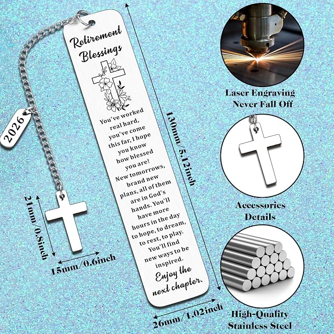 Christian Retirement Gift for Woman Man Best Happy Cool Retirement Gifts for Women Men Friends Happy Retired Going Away Leaving Farewell Gifts for Coworkers Women Men Retirement Blessings Bookmarks