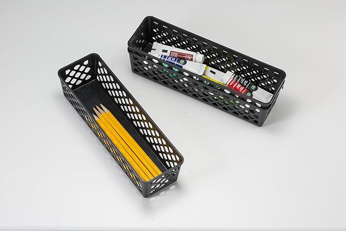 Officemate Recycled Supply Basket, Plastic, 10.13 x 3.06 x 2.38, Black, 3/Pack
