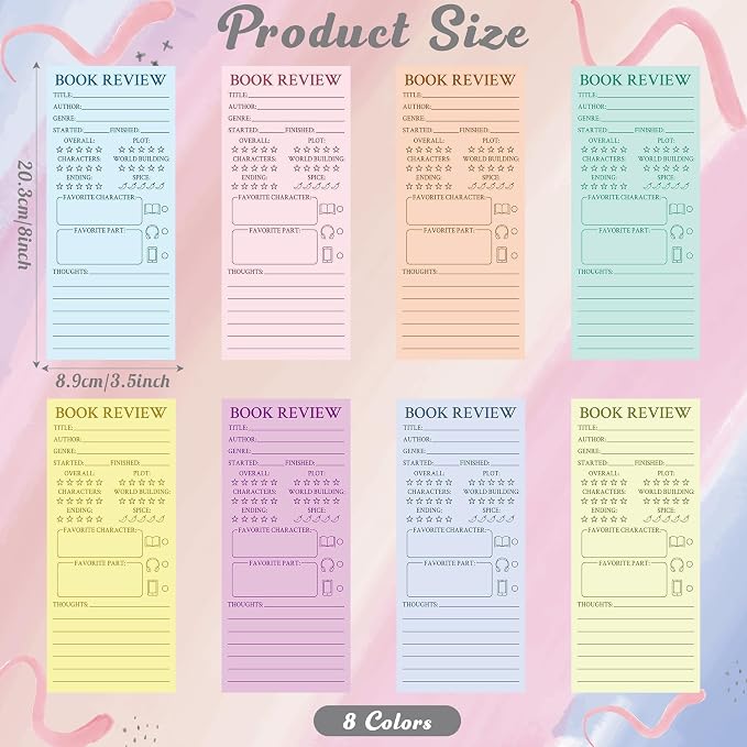 L1rabe Colorful Book Review Bookmarks - Back to School Gift 120P Book Marker Reading Log Page Markers for Readers Bookish Bookworm, Reading Page Tracker for Students Teachers Women to Review & Tracker