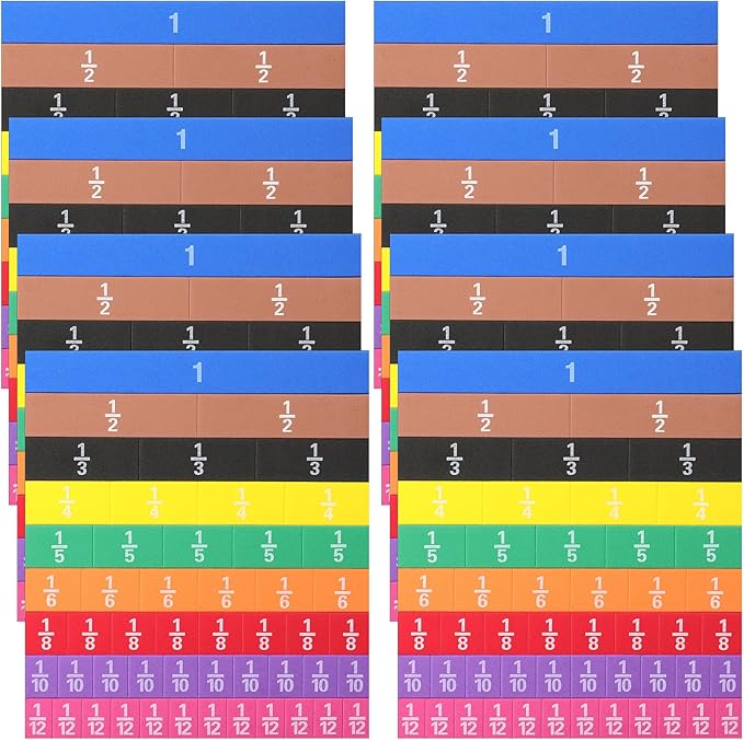 Sayglossy 8 Sets Fraction Tiles Set for Math Classroom Fractions Manipulatives Math Learning Manipulatives for Home School Supplies