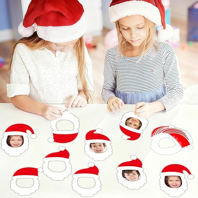 80Pcs Christmas Santa Claus Photo Cutouts Xmas Santa DIY Cutout Bulletin Board Christmas Santas Claus Paper Cut-Outs Classroom Decor for Photo Craft Classroom Home Xmas Winter Party Favor Supplies