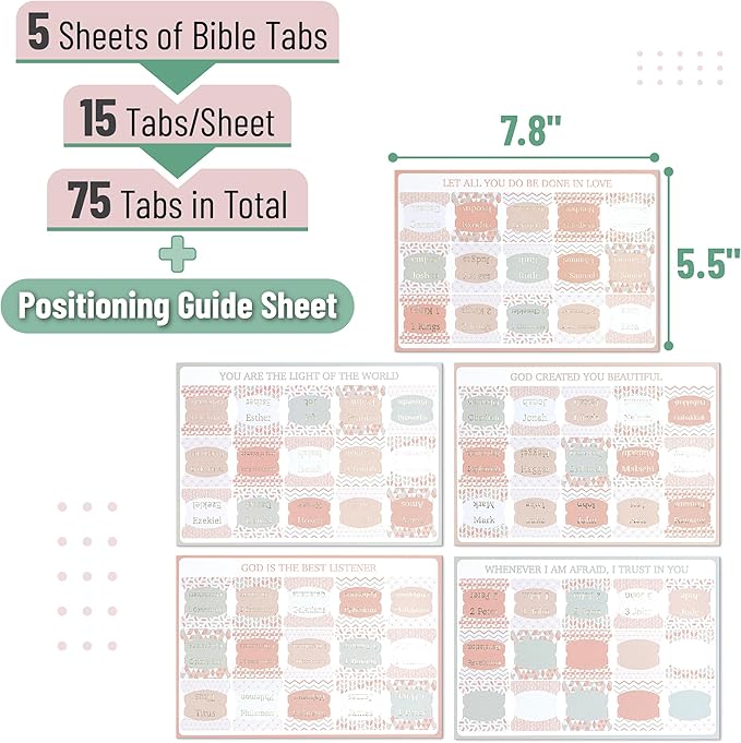 Mr. Pen- Bible Tabs, 75 pcs, Modern Grace, Gold Foil Lettering, Laminated Bible Tabs for Women and Men, Large Print Bible Index Tabs, Bible Book Tabs, Bible Labels Tabs