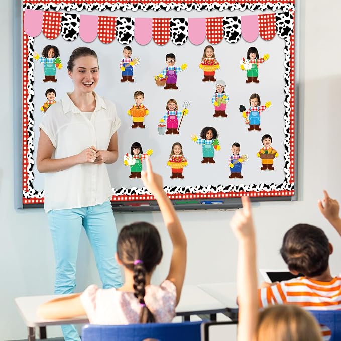 gisgfim 80Pcs Farm Animal Farmer Cutouts Back to School Decorations Bulletin Board Farmhouse Paper Cut-Outs Classroom Decor for Boy Girl DIY Craft Photo Wall Kindergarten Preschool Party Favor Supply
