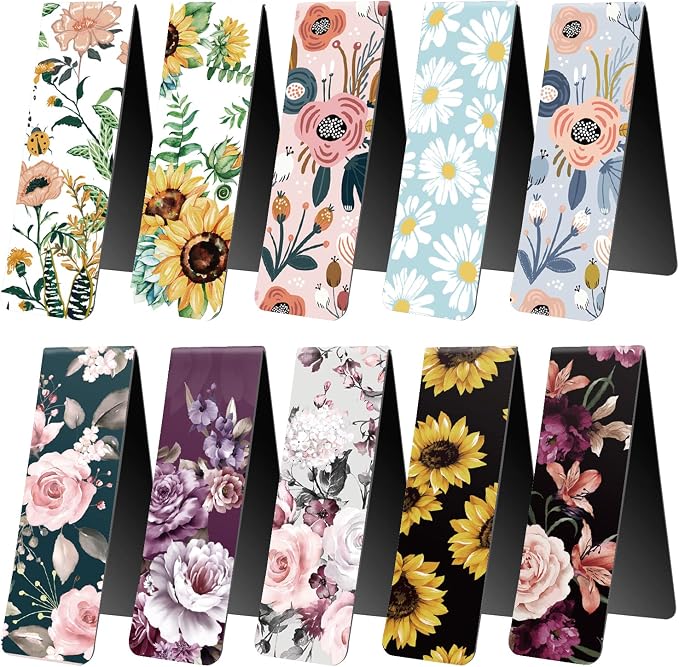 Cute Magnetic Bookmarks for Book Lovers, 10 Floral Designs | Cute Magnet Page Markers, For Book Lovers Students Teachers Adults Kids, School Home Office Reading Stationery