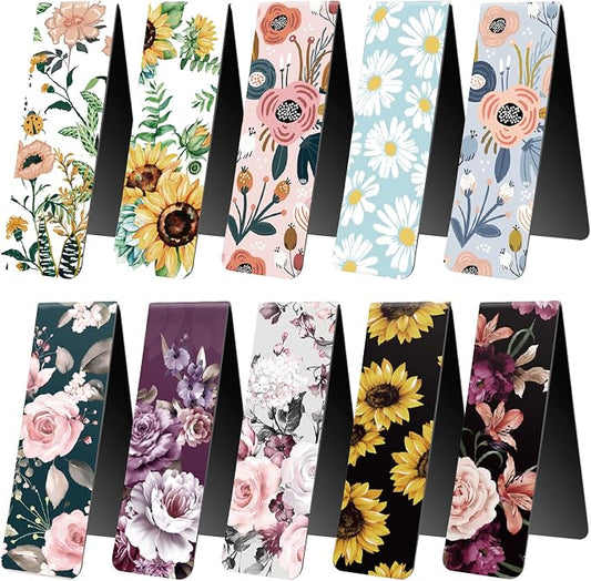 Cute Magnetic Bookmarks for Book Lovers, 10 Floral Designs | Cute Magnet Page Markers, For Book Lovers Students Teachers Adults Kids, School Home Office Reading Stationery