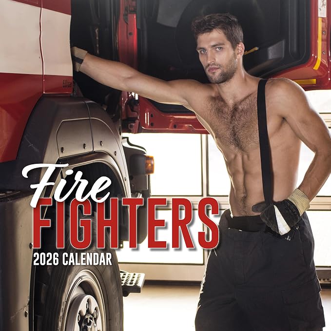 2026 Square Wall Calendar - Firefighters 12 x 12 Inch Monthly View, 16-Month, Unveiled Theme, Includes 180 Reminder Stickers