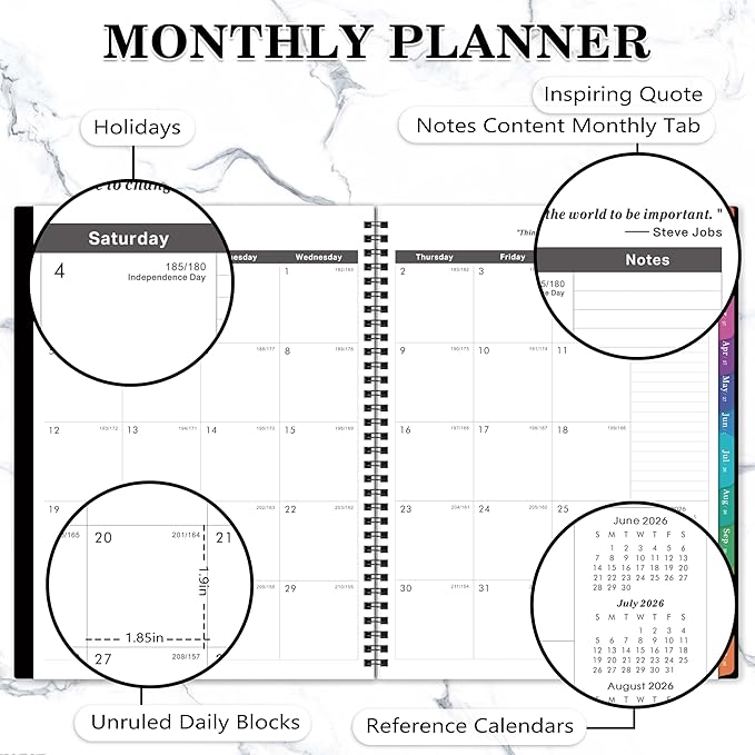 2026-2029 Monthly Planner/Calendar - 3 Year Planner 2026-2029, JULY 2026 - JUNE 2029, 36-Months Monthly Planner, 9" x 11", 3 Year Calendar Planners with Colorful Tabs, Pocket, Inner Pocket - Black