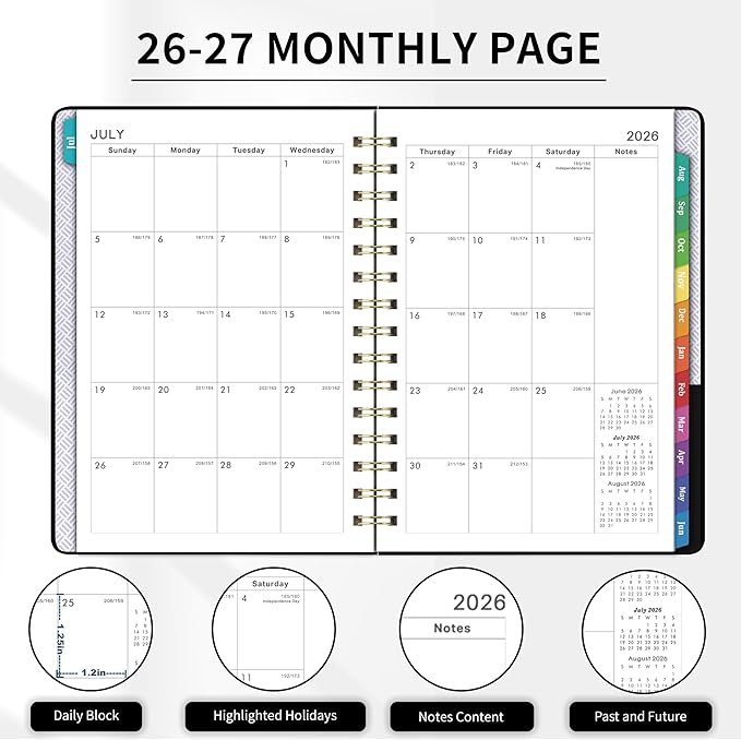 Planner 2026-2027 - Planner 2026-2027 Weekly and Monthly from Jul. 2026 - Jun. 2027, Academic Planners with Pocket and Tabs, 8.5" x 6.4"