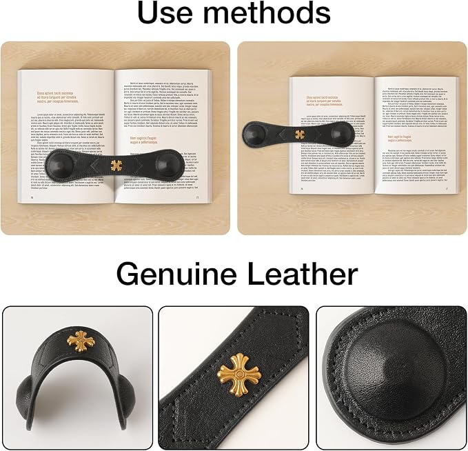 Book Weight Holder Wooden Thumb Book Page Open Weighted Bookmark Corner Reading Accessories Gift for Writer Reader (BPH02-Black)