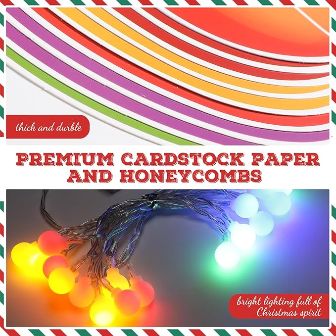 Zhanmai Christmas 3D Bulletin Board Set Paper Cutouts with String Lights Holiday Wall Bulletin Board Decorations for Home Office Holiday Party Supplies(Merry and Bright)