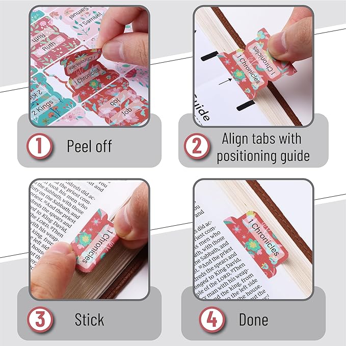 Mr. Pen- Bible Tabs, 120 pcs, Floral Design, Laminated Tabs for Women, Bible Index Tabs, Bible Book Tab, Bible Labels Tabs, Mr. Pen Bible Tab