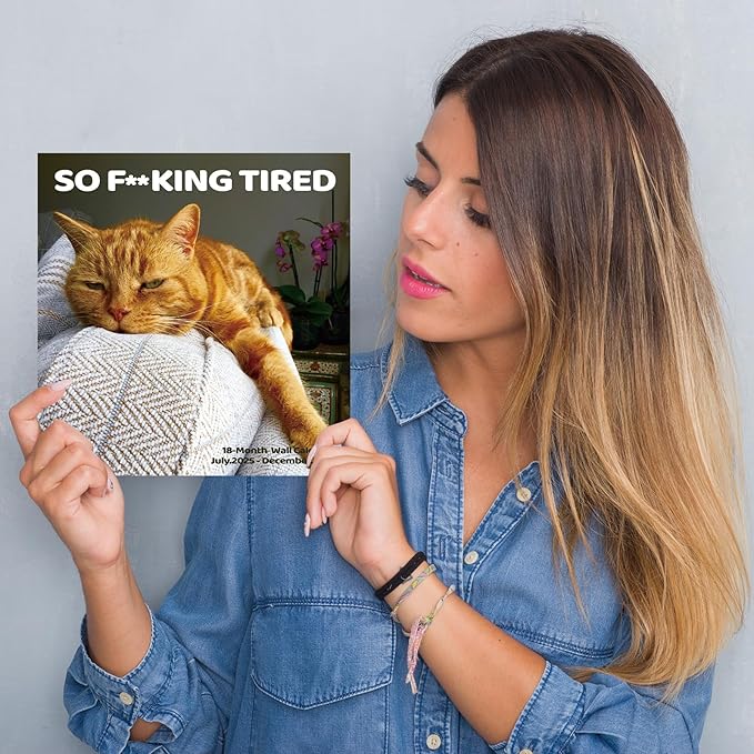 2026 Wall Calendar,Cat Calendar 2026,So Tired cat Monthly Wall Calendar, 12" x 24" Open,Family Planner Calendar Organizer with Cat Tired Funny Expression Moment Images, for Cats Lovers