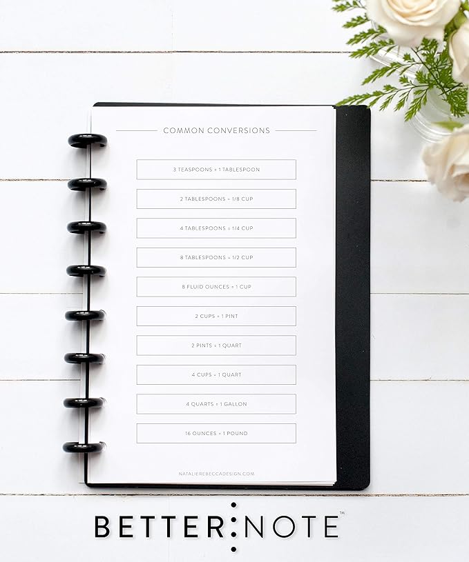 BetterNote Meal Plan Refill Pages for Disc Bound Planners, Fits Levenger Circa, TUL, Happy Planner, Staples ARC, Menu, Grocery List (6 months, 8-Disc, 5.5"x8.5")