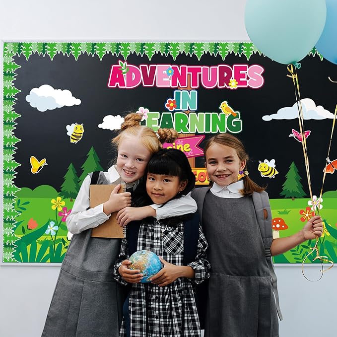 Spring Adventures Bulletin Board Set, Reading Bulletin Board Classroom Decoration Colorful Flower Signpost Cutouts March April Library Home Window Wall Decor for Teacher(Adventures In Learning)