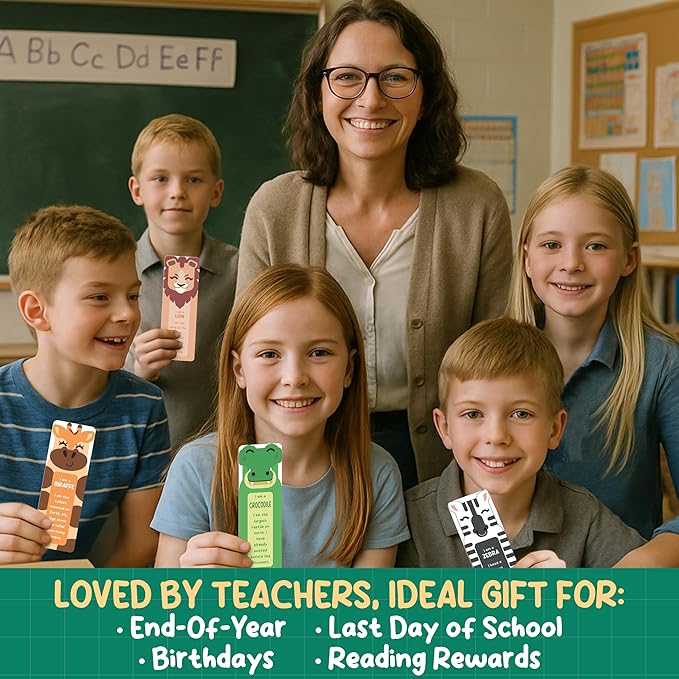 100 Pack Bookmarks for Kids – Bulk Bookmarks for Reading with Animal Fun Facts – Back to School Gifts for Student, Classroom, Teacher Prizes