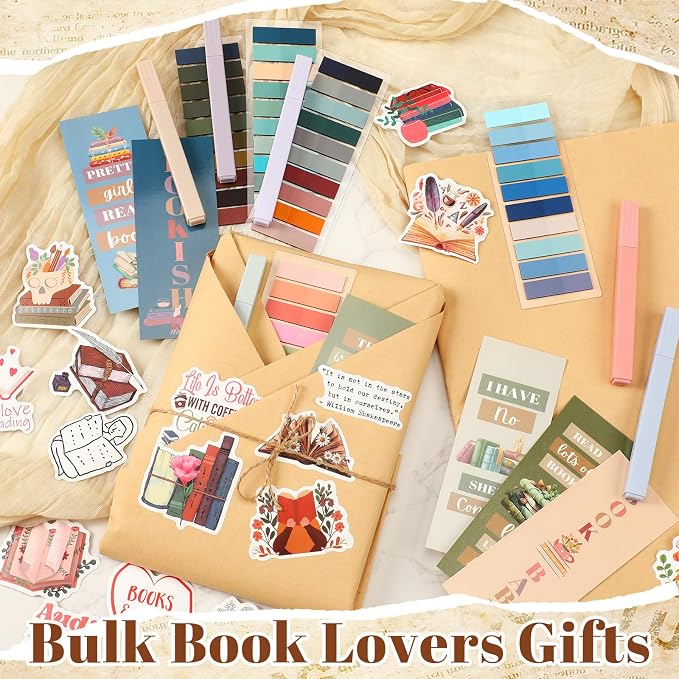 Resurhang 24 Set Blind Date with a Book Gift Box Supplies Kits Librarian Gift Excluding Books Bookish Club Gifts Bulk for Women Lovers Bookish Readers Gifts for Teachers Friends Men (Brown)
