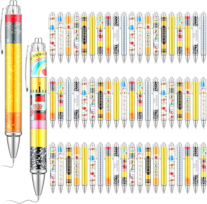 50 Pcs Teacher Pen Appreciation Gift Bulk Funny Ballpoint Pens Motivational Inspirational Thank You Teacher Gift for Back to School Employee Coworker Student Office Supplies