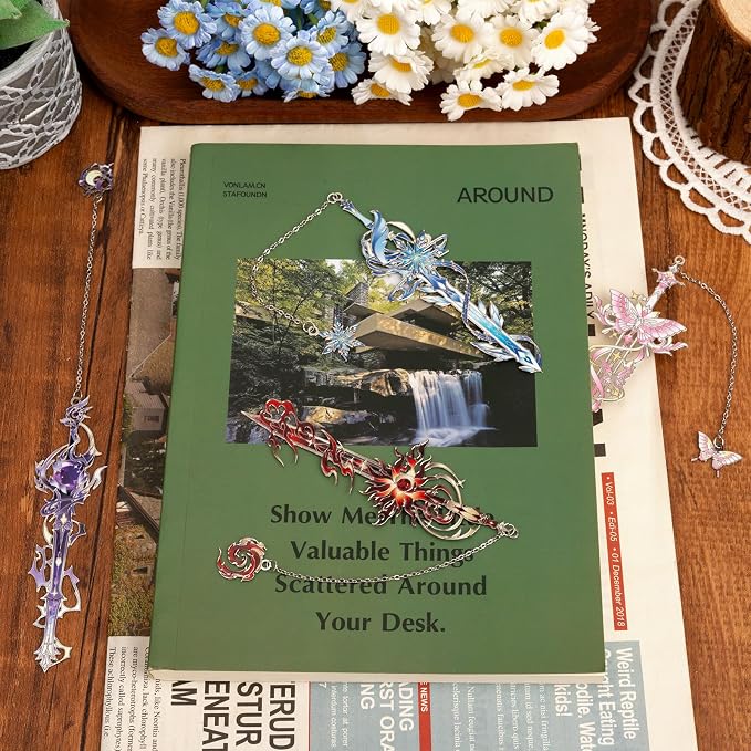 4 Pieces Metal Eternal Sword Series Bookmark, Perfect for Women Readers (BKM-067-F4)
