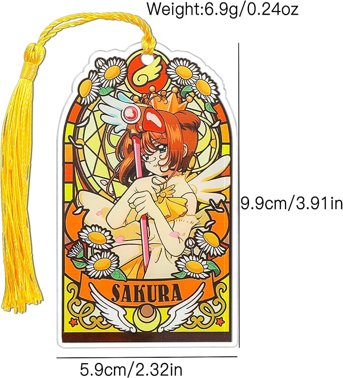 Anime Magic Cards Captor Sakura Bookmarks Set - Sweet Cartoon Cute Book Marks for Reading Women Men Anime Fans, Book Accessories Collection Decor Hangings Gifts (Acrylic Style 8)