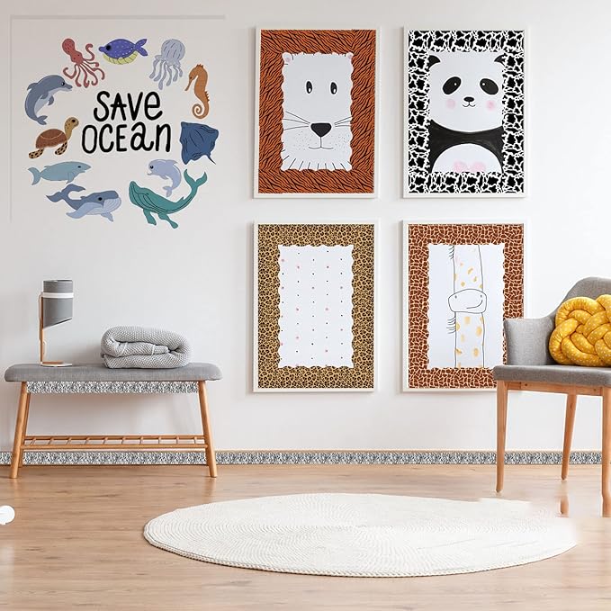 60 Pcs Animal Print Bulletin Board Border Safari Jungle Bulletin Board Decorations Leopard Zebra Tiger Giraffe Cow Bulletin Board Border Back to School Decoration Borders for Classroom Party Supplies