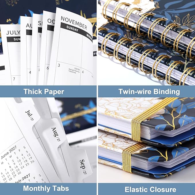 2026-2028 Monthly Planner/Calendar - 3 Year Monthly Planner 2026-2028, 6.3" x 8.4", Jan 2026 - Dec 2028, Months Tabs, Inner Pocket, Elastic Closure, Twin-Wire Binding