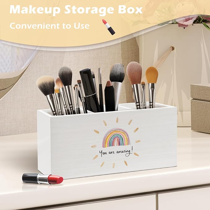 Inspirational Boho Rainbow Pen Holder Organizer Desk Decor, Boho Classroom Decor, Motivational You Are Amazing Wooden Pen Pencil Holders for Kids Room Playroom Desk Accessories
