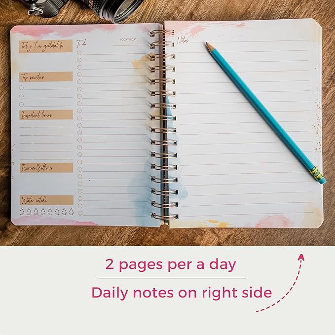 Paper 'n Such To Do List Notebook - Undated Daily Planner, Spiral Hardcover Notepad, College Essentials, Task Organizer Agenda Pad for Work, Notes and CheckList- Colorful Pink