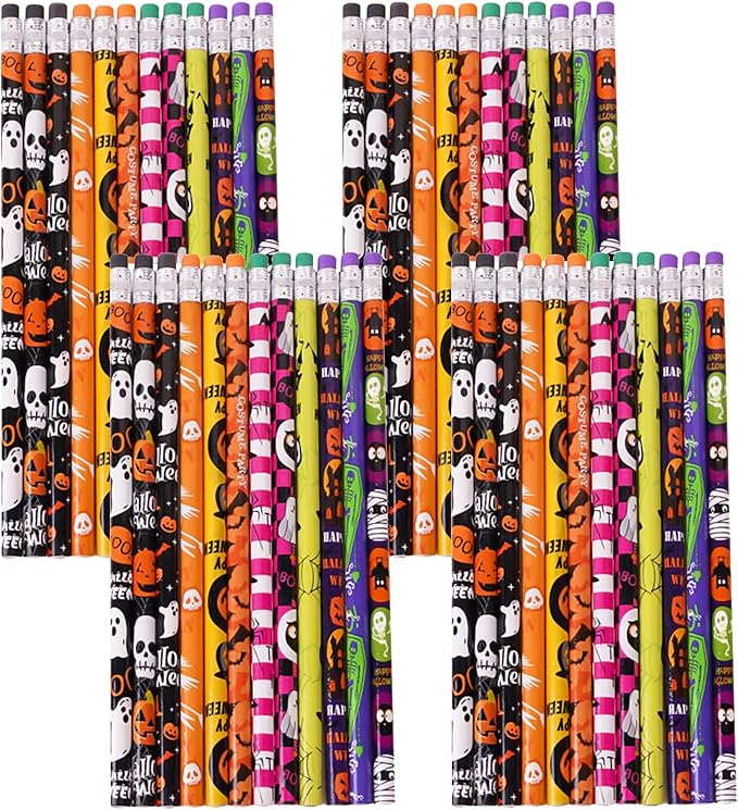 96pcs Halloween Pencils with Eraser for Halloween Wood Pencils Bulk (Halloween, 96)