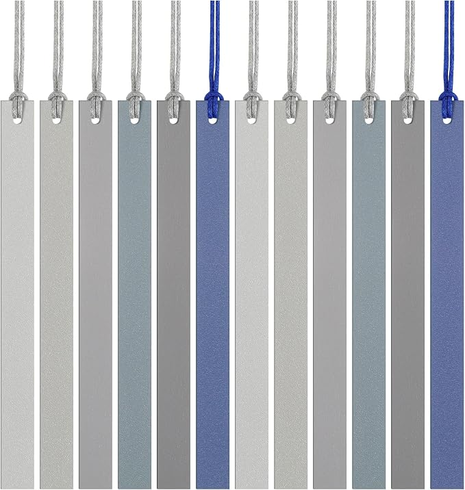 Kosiz 12 Pcs Leather Bookmarks Colorful Engravable Blank Leather Bookmarks Back to School Gifts for Men Women Teachers Students Book Lovers Reading Supplies(Blue Tones)